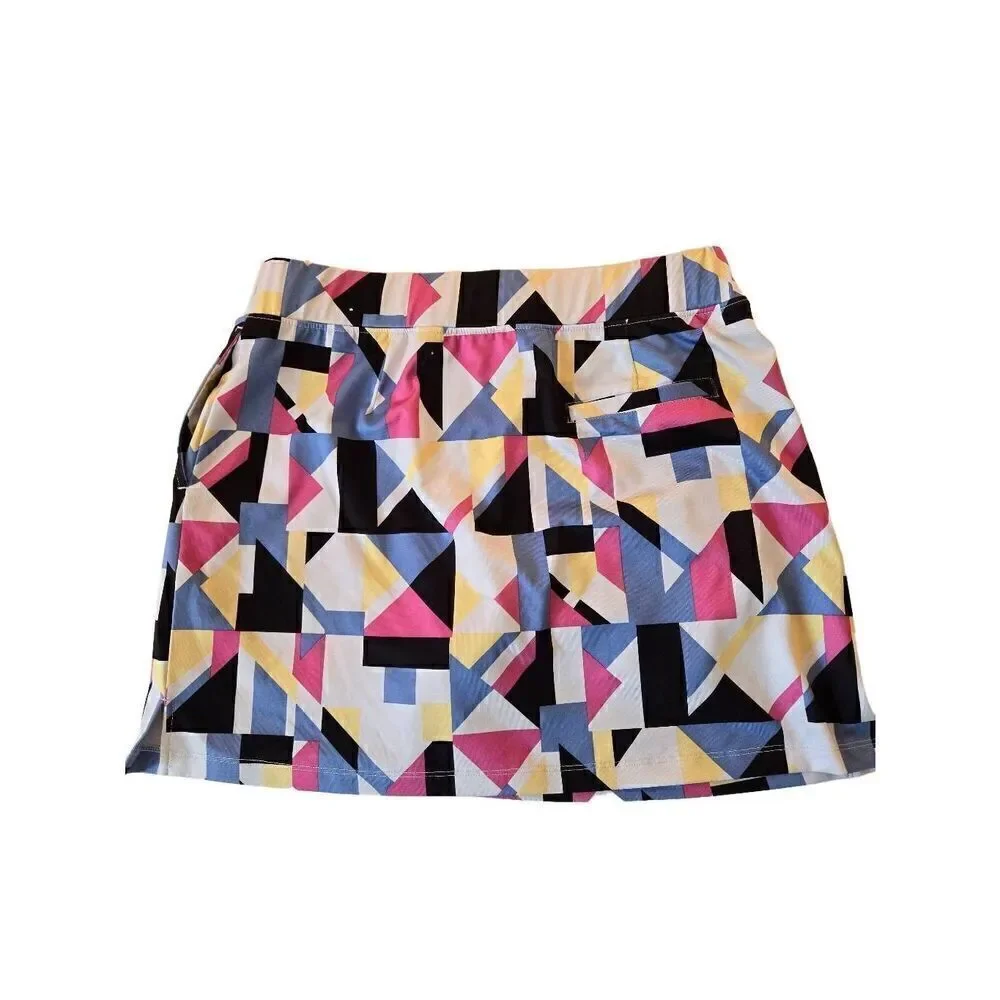 IZOD Womens Golf Geometric Print Performance Stretch Skort Large